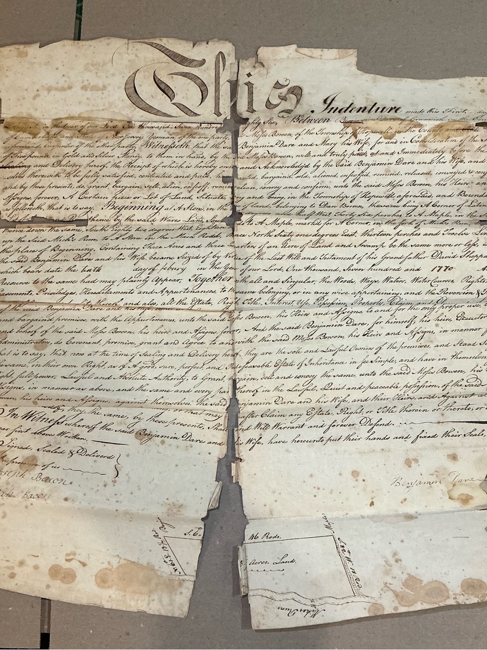 Rare 1785 Post-Revolutionary New Jersey Manuscript Indenture- From Early America